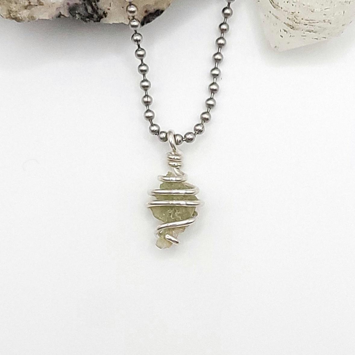 Raw Peridot Necklace In Silver: Abundance & Growth Crystal Jewelry