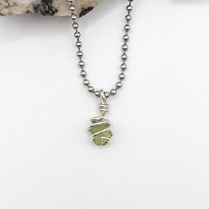 Raw Peridot Necklace In Silver | Crystal For Abundance & Growth