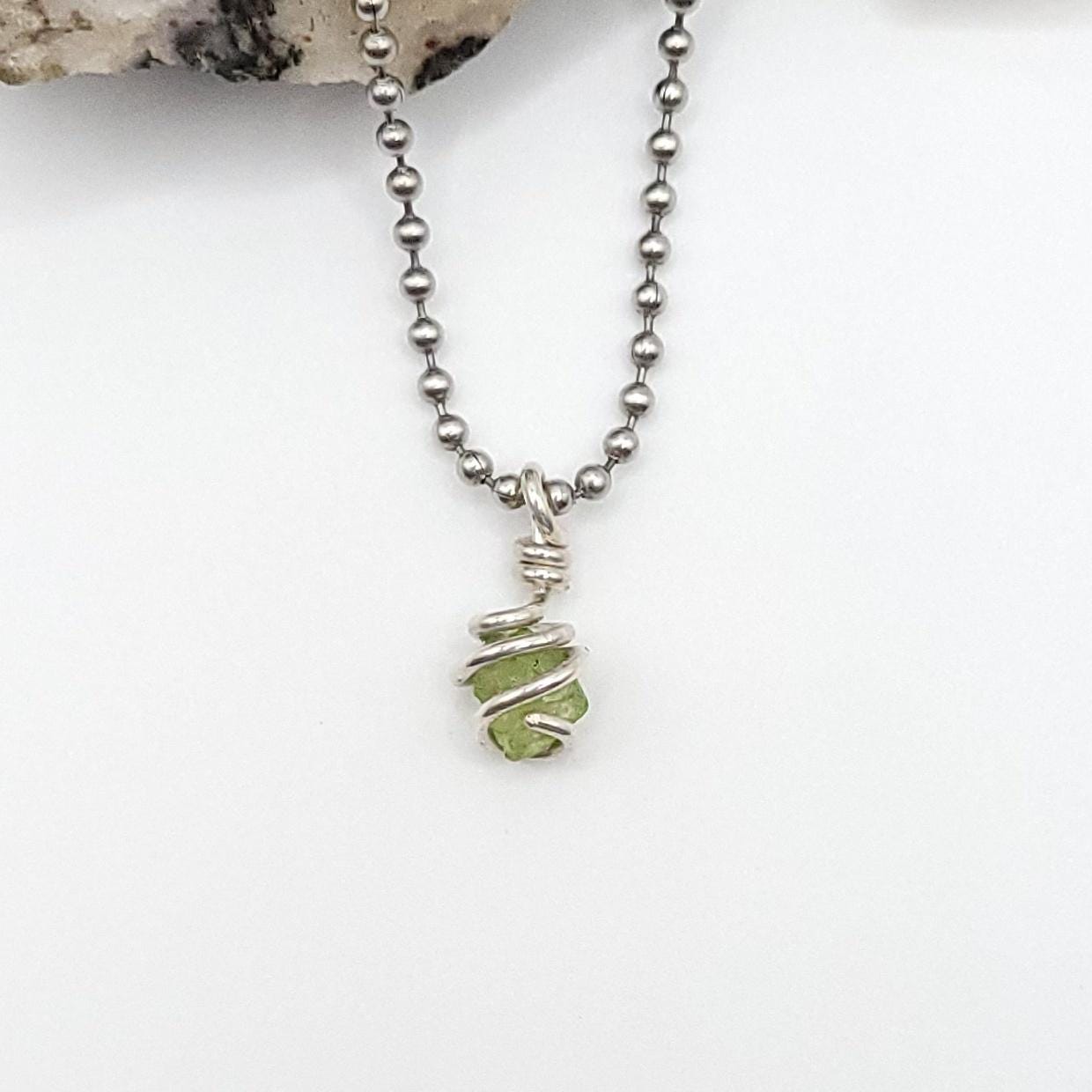 Raw Peridot Necklace In Silver | Crystal For Abundance & Growth