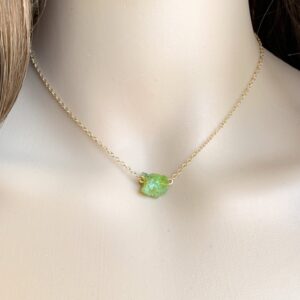 Raw Peridot Necklace, Small Green Gemstone Necklace Sterling Silver Or Gold Green Crystal Necklace, August Birthstone Necklace Gift For Her