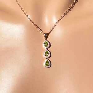 Rose Gold Peridot Gem Necklace / Pear 6.50 X 4.45mm Vvs1 Natural Peridot / 14k Rose Gold Filled / August Birthstone