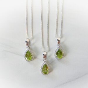 Peridot Necklace Sterling Silver • August Birthstone Jewelry • Crystal Jewelry • Gift for Crystal Lover • Birthday Gift • Peridot with CZ's