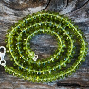 Peridot Necklace: Sterling Silver, Micro Facet Rondelle Beads