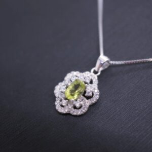 Super Tiny Natural Peridot Necklace Sterling Silver Flower Of Life Green Gemstone August Birthstone Jewelry 1052