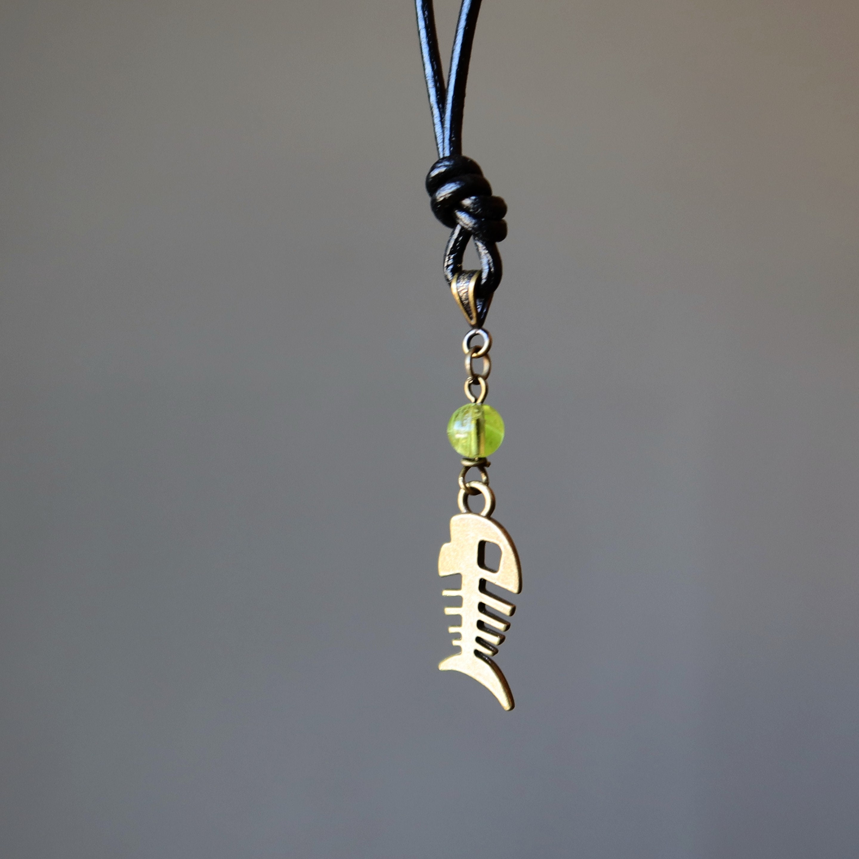 Peridot Necklace Tropical Paradise Fish Bone Smiling Stone