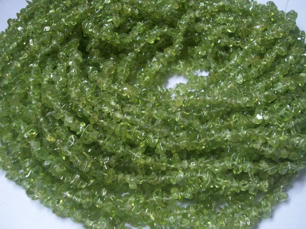 32" Aaa Green Peridot Uncut Gemstone Beads Strand (4-5mm)