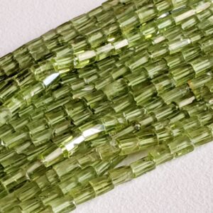 4-6mm Peridot Beads, Natural Peridot Faceted Tubes, Peridot Beads For Jewelry, Peridot Rectangle Beads, 13 Inch Peridot Strand - Aag78