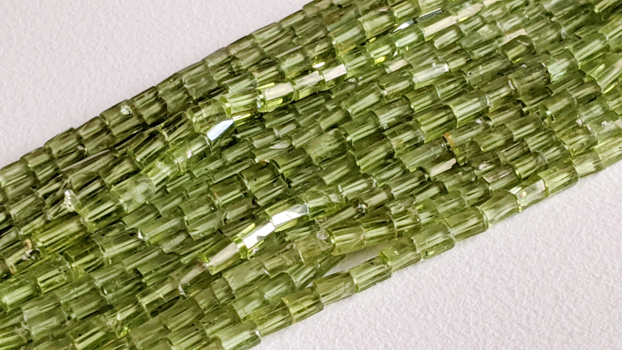 4-6mm Peridot Beads, Natural Peridot Faceted Tubes, Peridot Beads For Jewelry, Peridot Rectangle Beads, 13 Inch Peridot Strand - Aag78