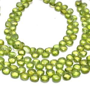 Aaa+ Peridot Gemstone 7mm-8mm Faceted Heart Briolette Beads | 7inch Strand | Natural Peridot Semi Precious Gemstone Loose Briolettes Beads Aaa+ Peridot Gemstone 7mm-8mm Faceted Heart Briolette Beads | 7inch Strand | Natural Peridot Semi Precious Gemstone Loose Briolettes Beads
