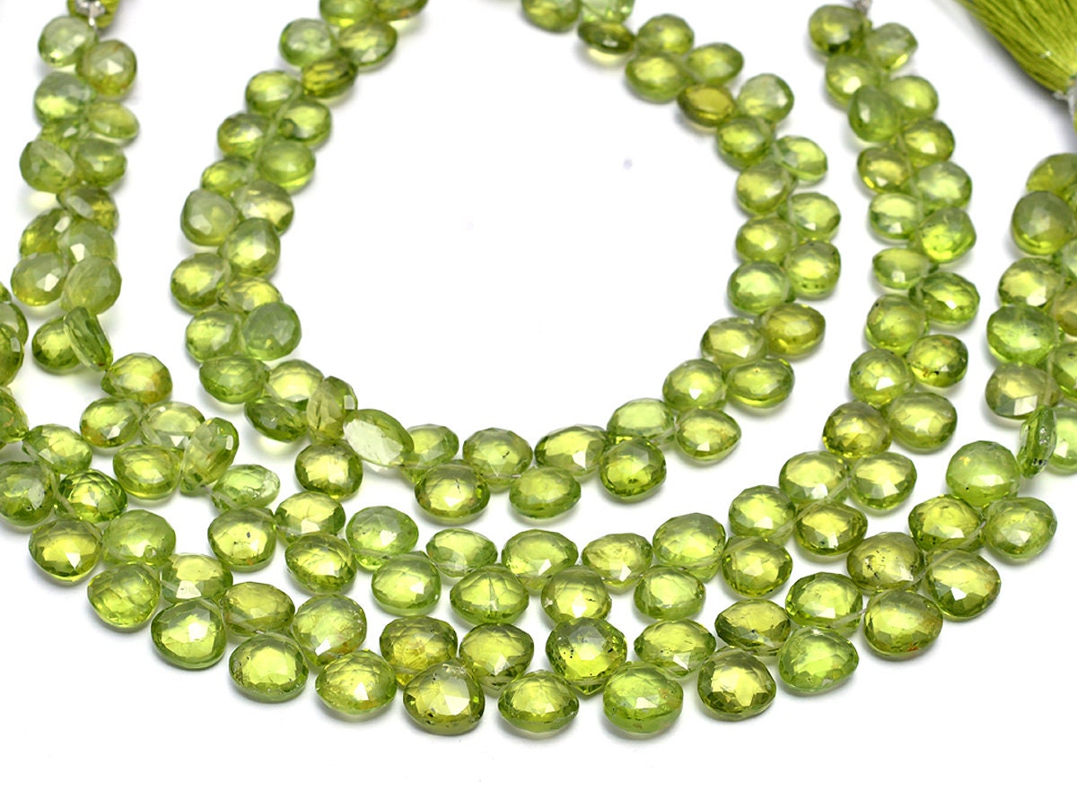 Aaa+ Peridot Gemstone 7mm-8mm Faceted Heart Briolette Beads | 7inch Strand | Natural Peridot Semi Precious Gemstone Loose Briolettes Beads Aaa+ Peridot Gemstone 7mm-8mm Faceted Heart Briolette Beads | 7inch Strand | Natural Peridot Semi Precious Gemstone Loose Briolettes Beads