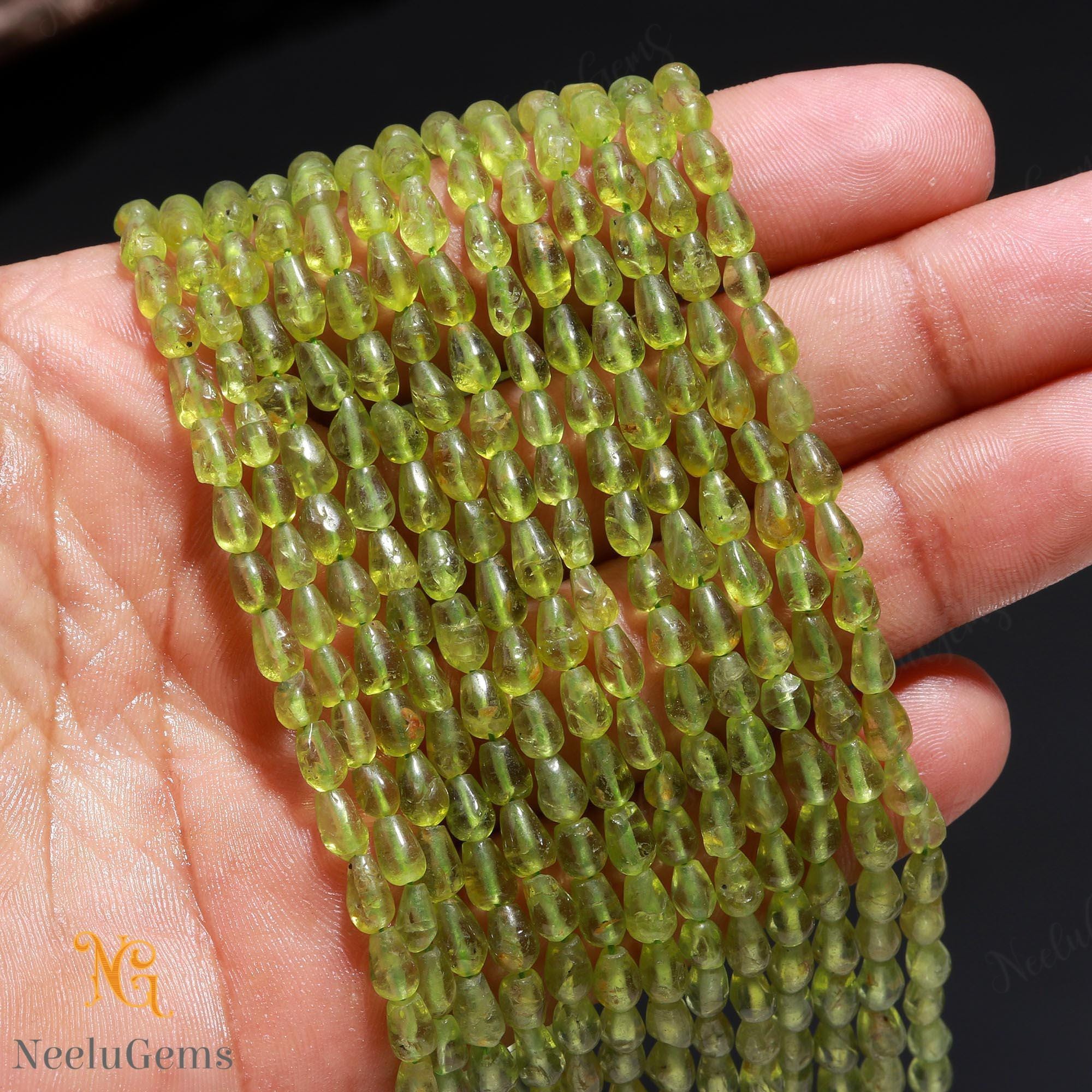 Aaa+ Green Peridot Smooth Teardrop Briolette Beads,natural Peridot Straight Drill Drop Beads,13" Gemstone Beads For Handmade Jewelry