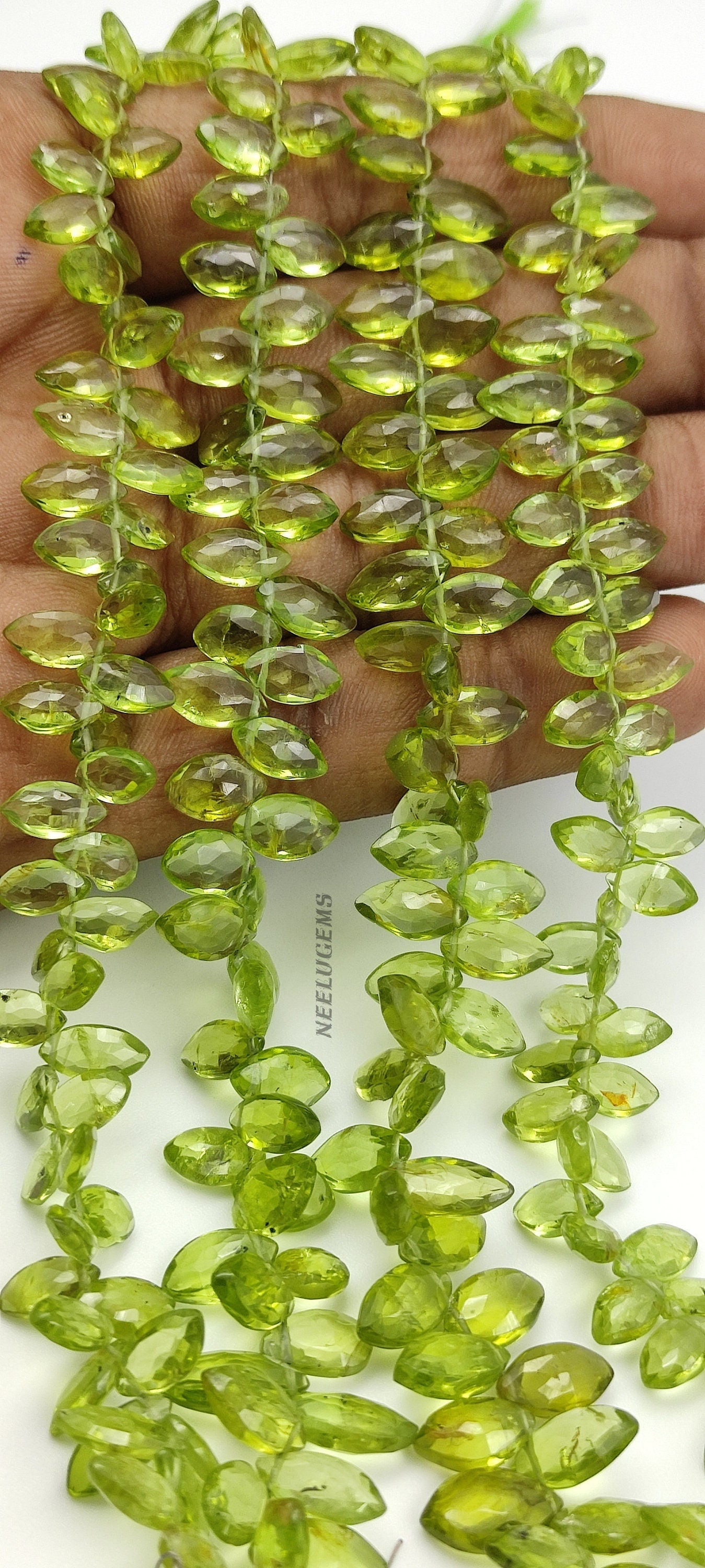 Aaa+ Green Peridot Faceted Marquise Beads,natural Peridot Fancy Shape Briolette Beads,7.5" Gemstone Beads For Handmade Jewelry