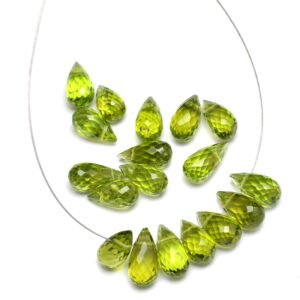 AAA+ Peridot Teardrop Briolette Beads | 6x12mm Calibrated Drops | Natural Peridot Semi Precious Gemstone Loose Faceted Teardrops for Jewelry AAA+ Peridot Teardrop Briolette Beads | 6x12mm Calibrated Drops | Natural Peridot Semi Precious Gemstone Loose Faceted Teardrops for Jewelry