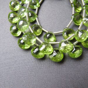 Peridot Concave Heart Beads • 5.25-7mm • AAA Micro Faceted Cross Drilled Chubby Briolettes • Natural Gemstone • Tariff Free Delivery to USA Peridot Concave Heart Beads • 5.25-7mm • AAA Micro Faceted Cross Drilled Chubby Briolettes • Natural Gemstone • Tariff Free Delivery to USA