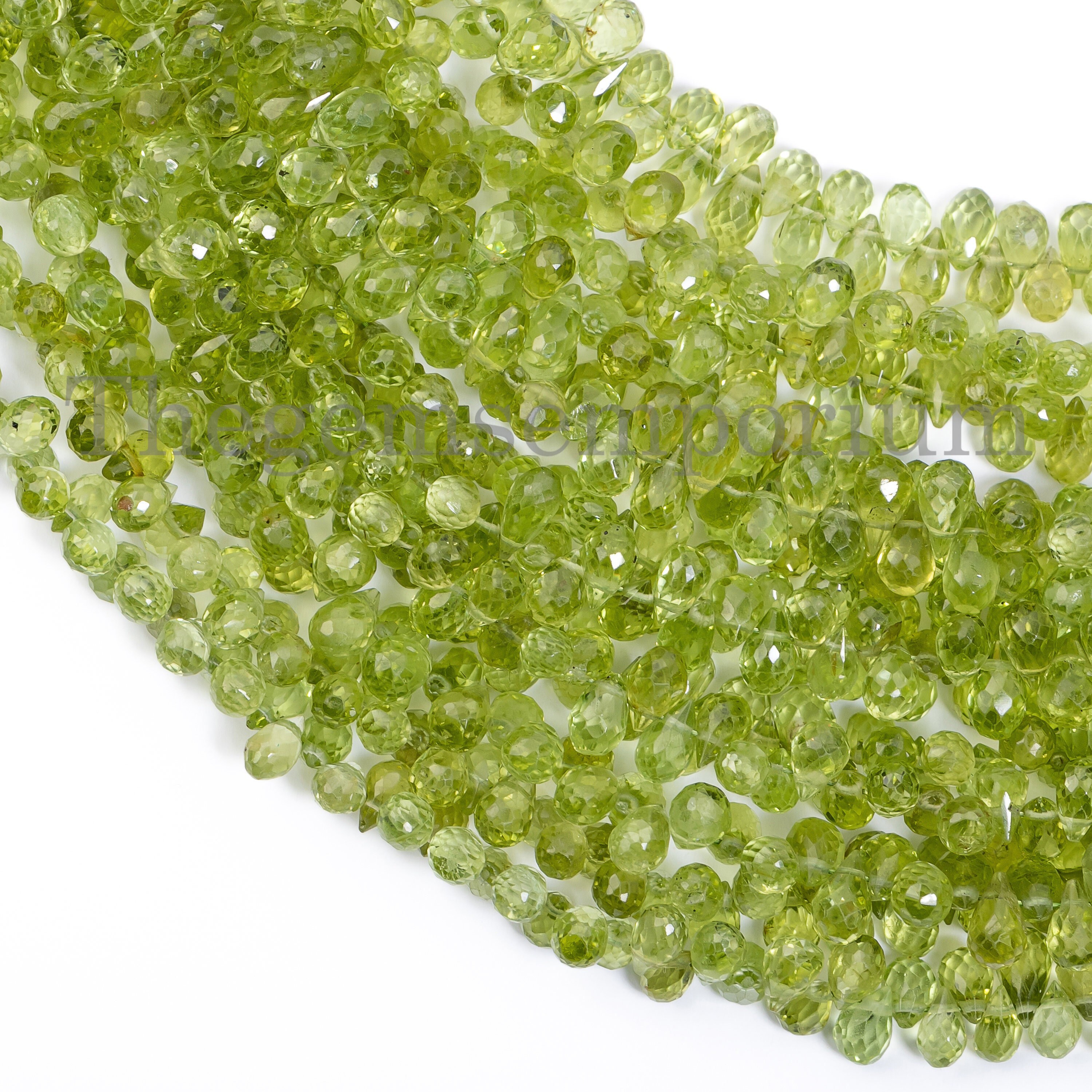 Peridot Faceted Drop Shape Beads, 3x4.5-3.5x5.5mm Peridot Drop Beads, Peridot Faceted Beads, Peridot Beads, Tear Drop Briolettes