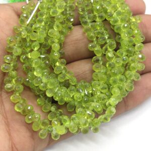 Faceted Peridot Gemstone Teardrop Beads - 7" Strand, 4x6 MM Faceted Peridot Gemstone Teardrop Beads - 7" Strand, 4x6 MM