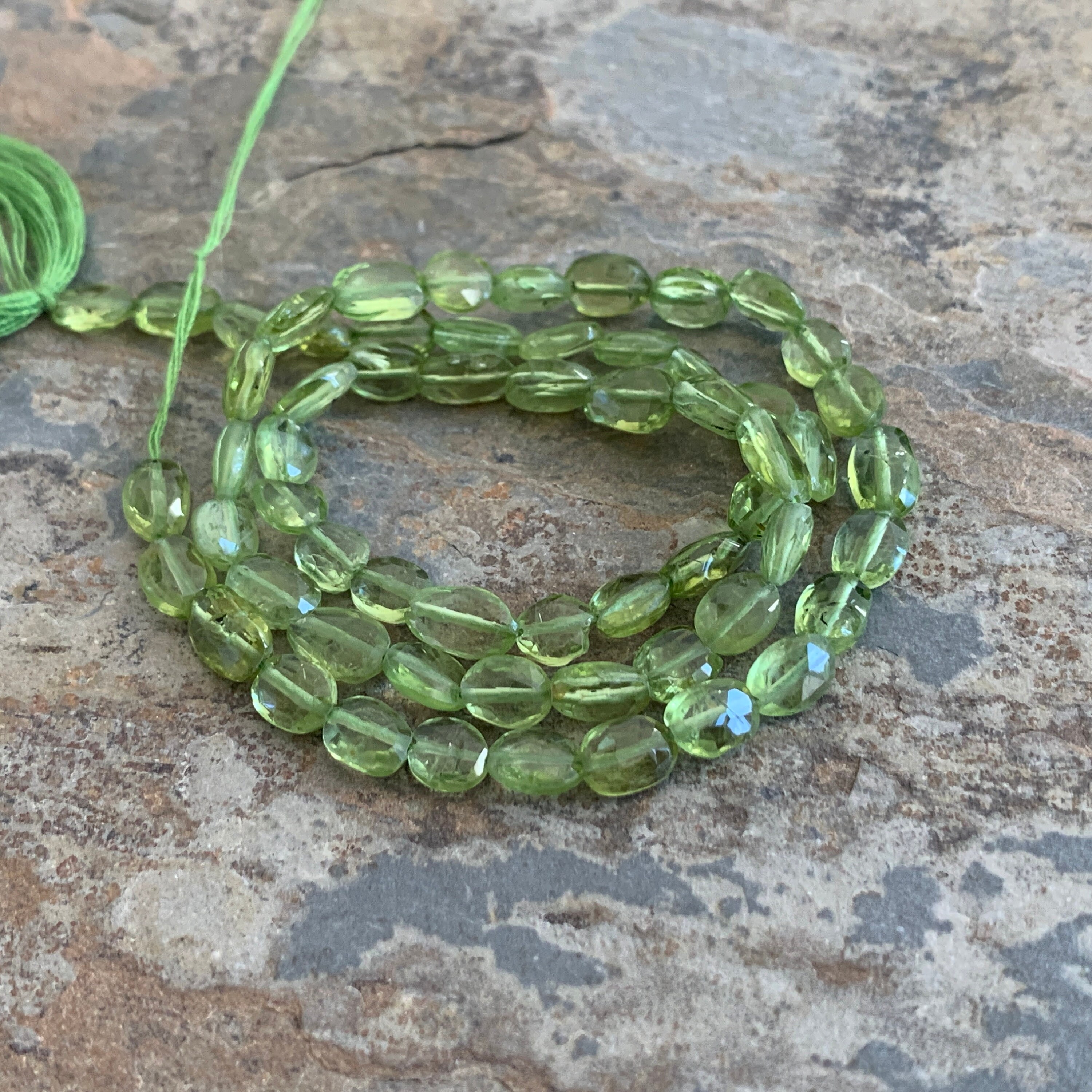 Peridot Faceted Oval Beads, 6 X 4mm, 13 Inch Strand