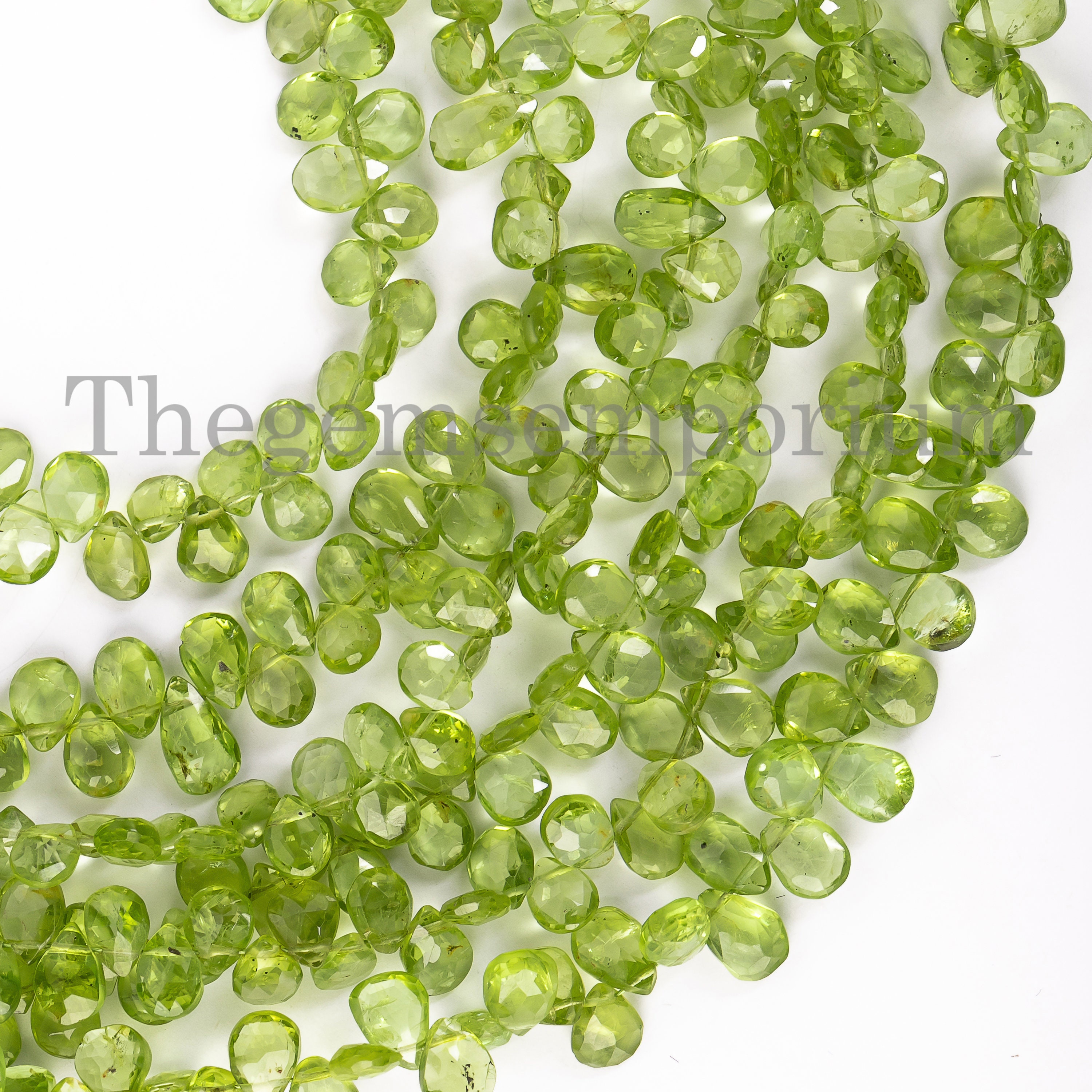 Faceted Peridot Pear Briolettes Beads Aa Quality, 4x6-5x7mm