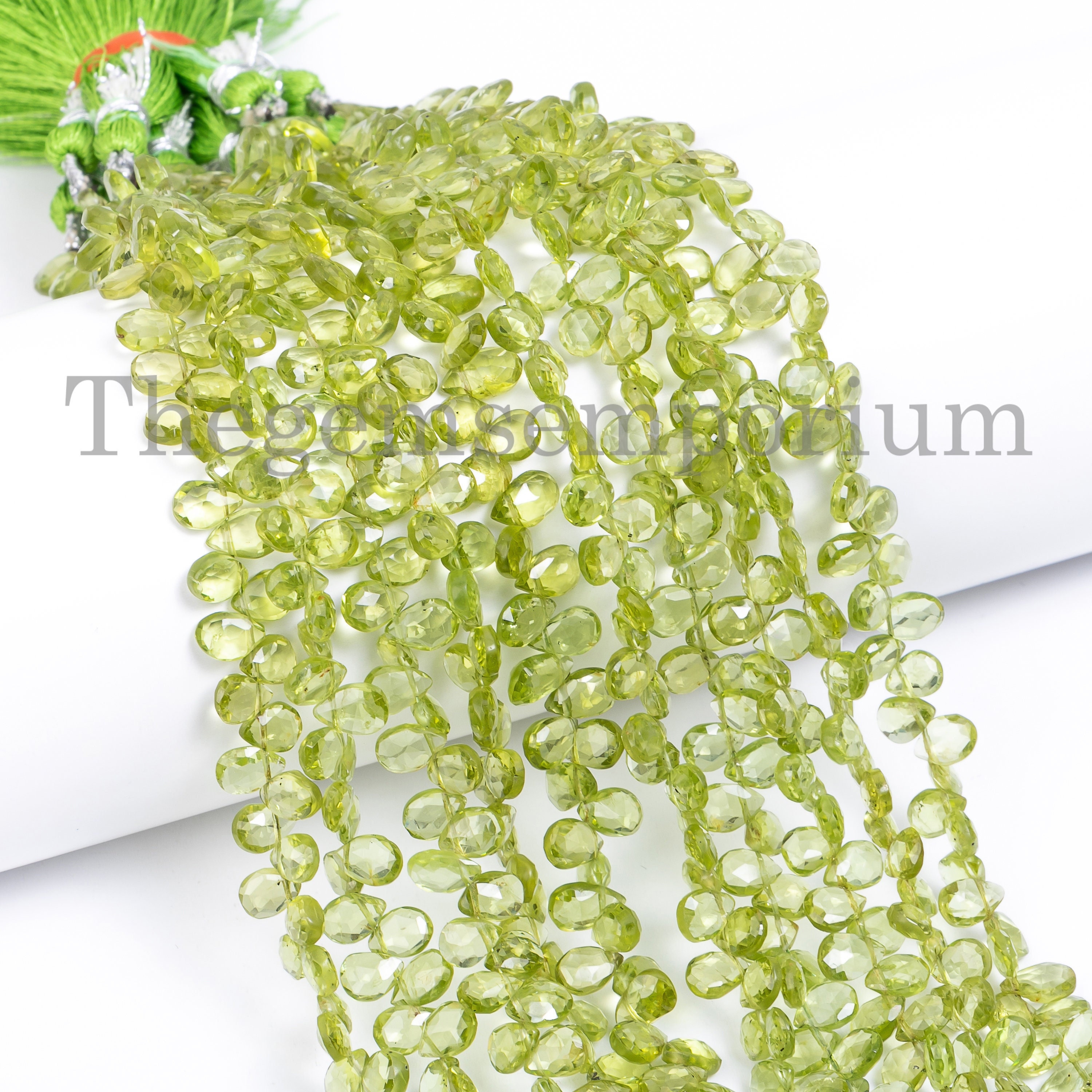 Peridot Faceted Pear Briolettes, 5x7-5x8mm Peridot Pear Beads, Peridot Faceted Beads, Peridot Beads, Faceted Beads, Pear Briolettes