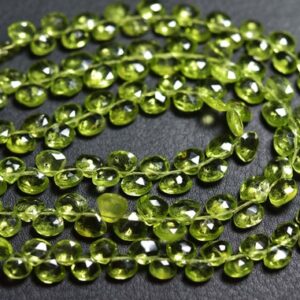 Finest Peridot Briolette Beads - 8 inches - Natural Beautiful Heart Peridot Faceted Briolettes - Size is 6 - 6.5 mm #1035 Finest Peridot Briolette Beads - 8 inches - Natural Beautiful Heart Peridot Faceted Briolettes - Size is 6 - 6.5 mm #1035