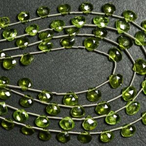 Finest Peridot Briolette Beads - 8 inches - Natural Beautiful Heart Peridot Faceted Briolettes - Size is 6-7.50mm #1037 Finest Peridot Briolette Beads - 8 inches - Natural Beautiful Heart Peridot Faceted Briolettes - Size is 6-7.50mm #1037