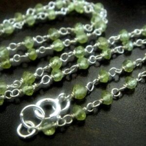 Finished Rosary Chain, Peridot 925 Sterling Silver, Select A Size, High Quality 3mm Wire Wrapped Beads, Brides, Wholesale Chain Finished Rosary Chain, Peridot 925 Sterling Silver, Select A Size, High Quality 3mm Wire Wrapped Beads, Brides, Wholesale Chain