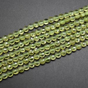 Peridot Gemstone Faceted Coin Disc Beads - 4mm - 15" Strand Peridot Gemstone Faceted Coin Disc Beads - 4mm - 15" Strand