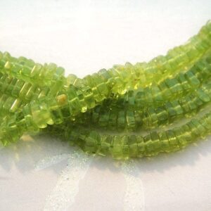 Peridot Heishi Beads, Natural Gemstones, August Birthstone, Brides, Wholesale Gems, 4-5mm,