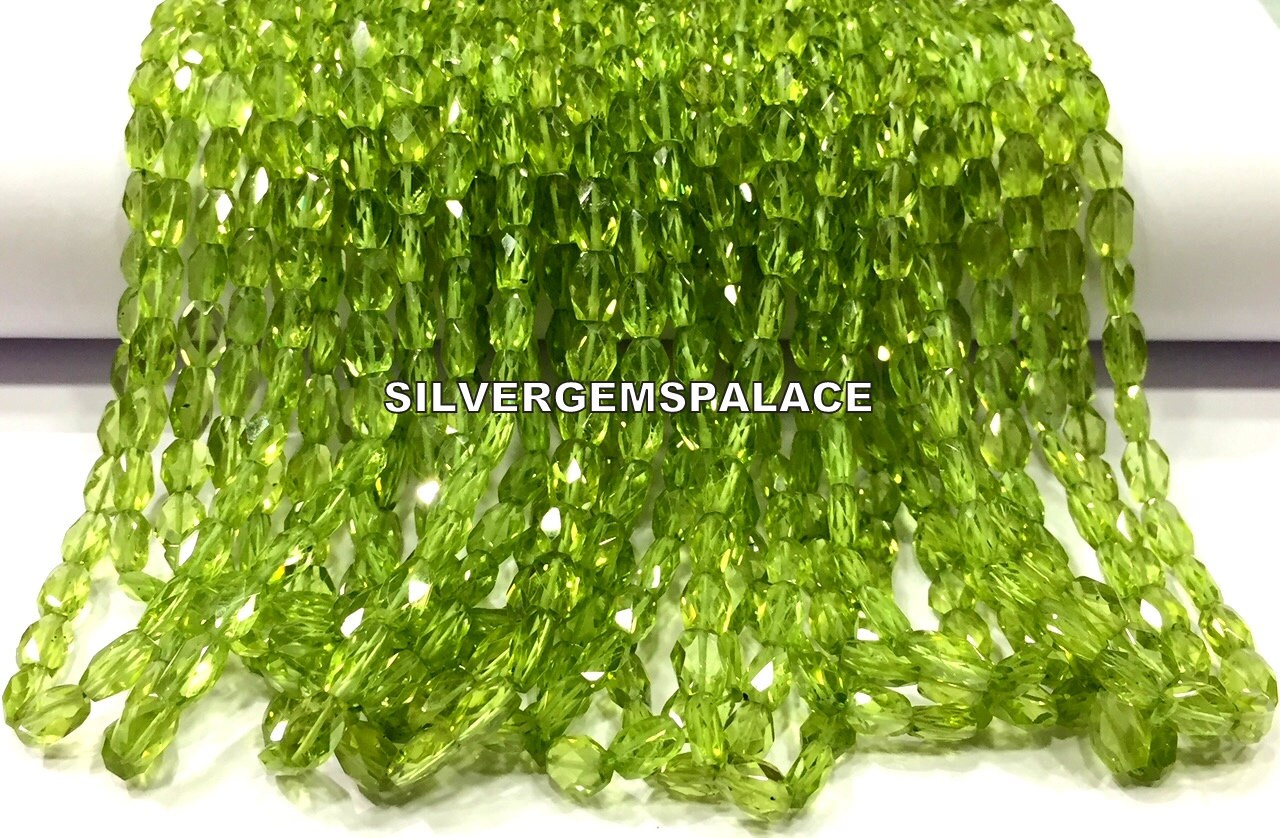 Natural Green Peridot Faceted Oval Beads Peridot Gemstone Beads Faceted Peridot Strand Beads Top Quality Peridot Beads Jewelry Making Beads.