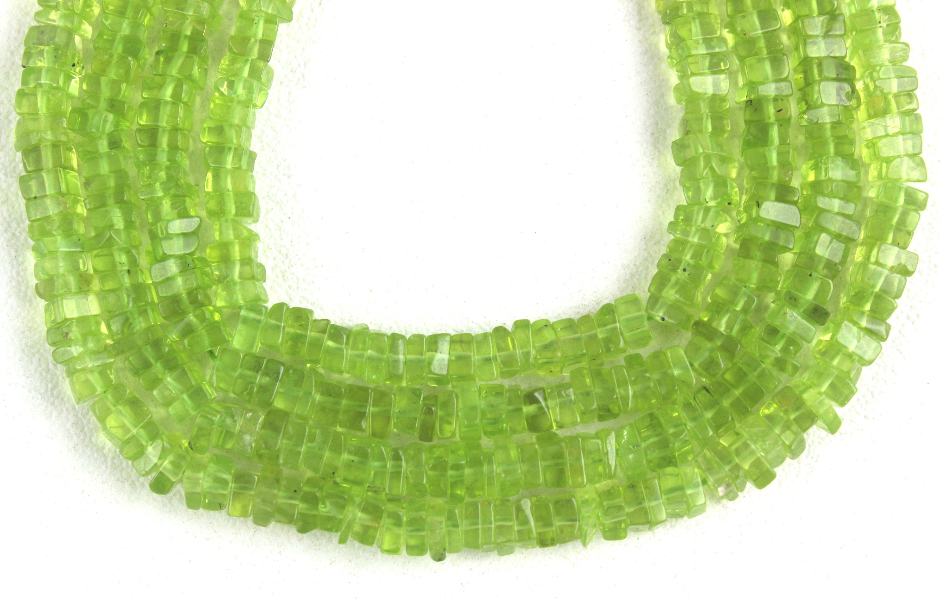 Natural Peridot Heishi Beads: Smooth Green Gemstone Strand (3-4mm, 16")