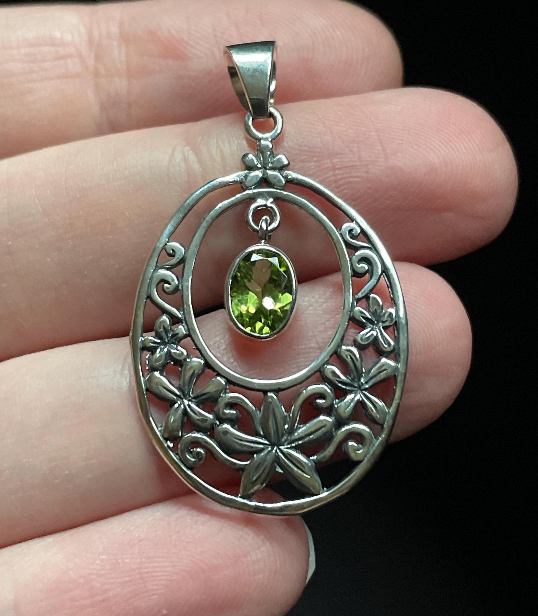 Botanical Natural Peridot Pendant, Handmade With Solid Sterling Silver, Beautiful Perfect Gift! Botanical Natural Peridot Pendant, Handmade With Solid Sterling Silver, Beautiful Perfect Gift!