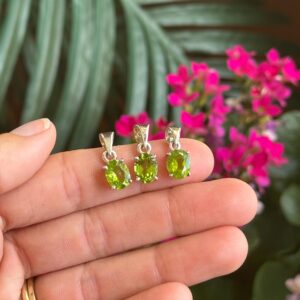 Peridot Faceted .925 Sterling Silver Pendant Necklace