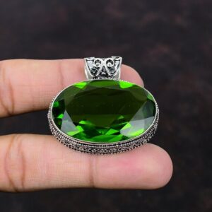 Faceted Peridot Pendant: Handmade 925 Sterling Silver Vintage Jewelry
