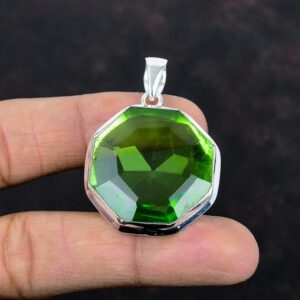 Faceted Peridot Pendant: Handmade 925 Sterling Silver Jewelry