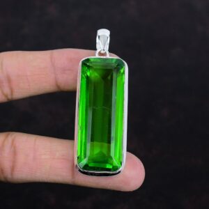 Faceted Peridot Pendant: Handmade 925 Sterling Silver Oval Gemstone