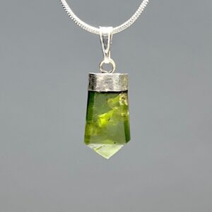 Peridot Gemstone Pendant Necklace: Sterling Silver, 18" Snake Chain