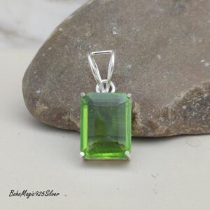 Handmade Peridot Gemstone Pendant: 925 Sterling Silver Boho Jewelry