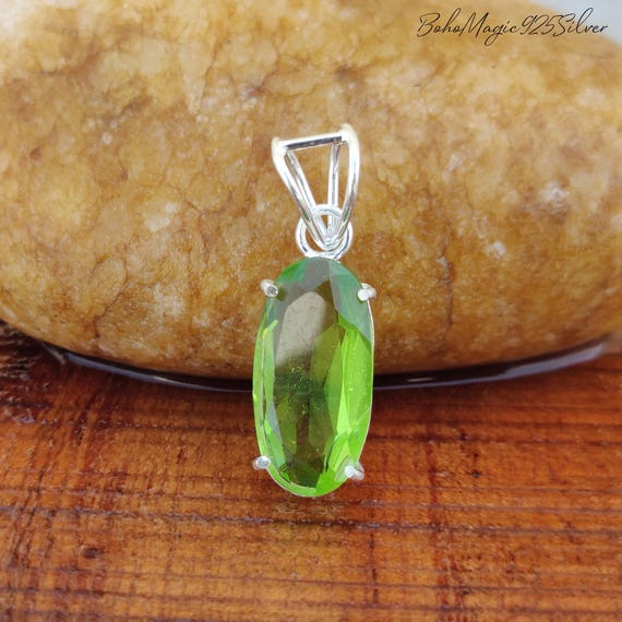Handmade Peridot Pendant: Green Gemstone, 925 Sterling Silver