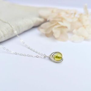 PERIDOT Necklace Minimalist Dainty Sterling Silver Pendant |