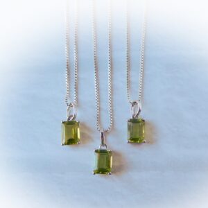 Peridot Necklace Sterling Silver • Green Gemstone Pendant • Emerald Cut Stone • Healing Crystal • August Birthstone • Gemstone Jewelry