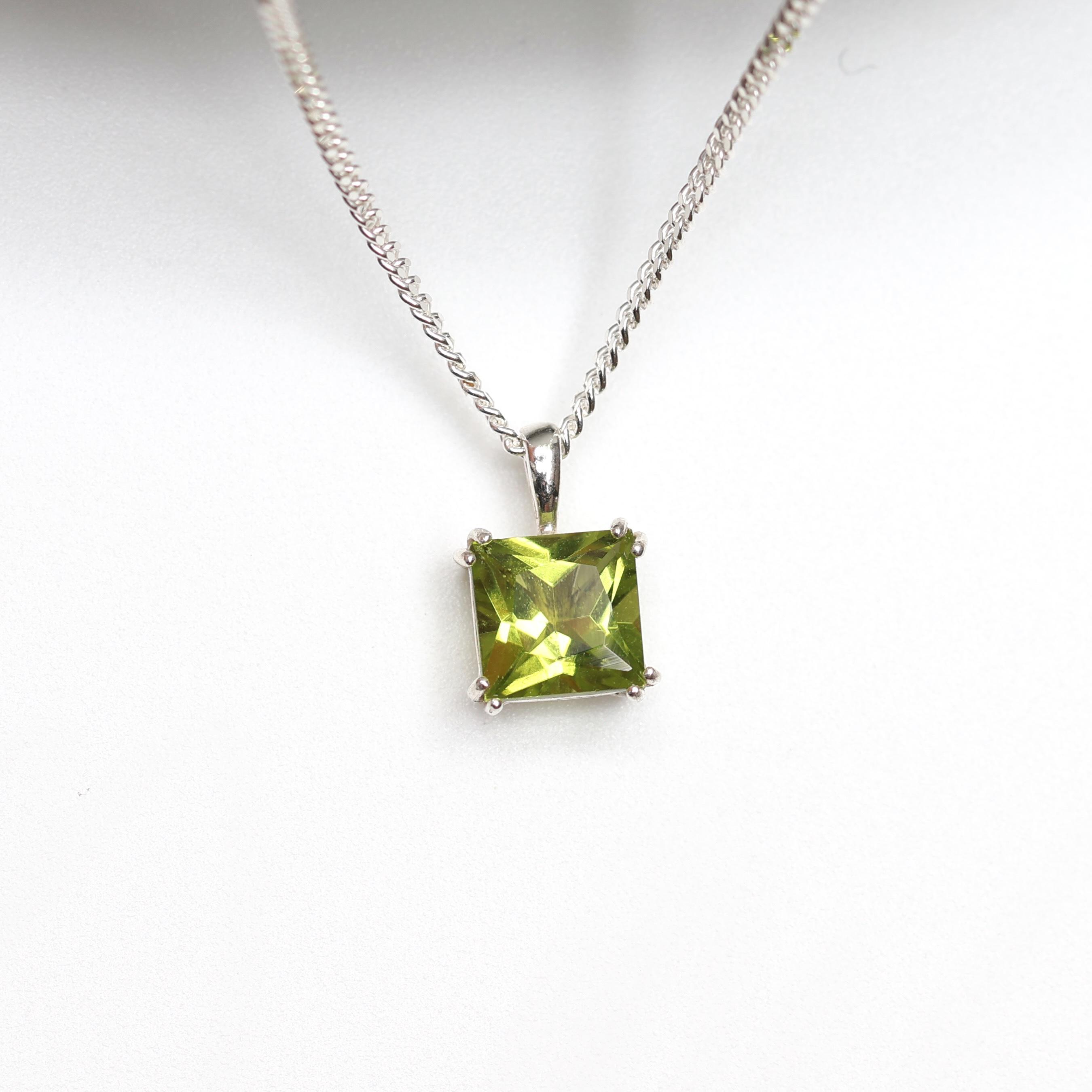 Sterling Silver Peridot Necklace – August Birthstone Pendant