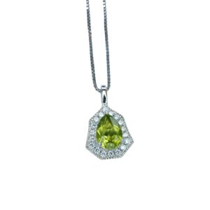 Super Tiny Genuine Peridot Necklace - Natural Green Peridot Pendant - 18kgp @ Sterling Silver - August Birthstone - Mini Green Gemstone #314