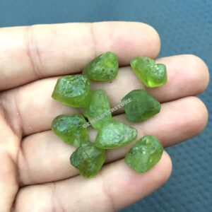 5 Raw Peridot Gemstones: Hand Cut, August Birthstone (12-14 MM) 5 Raw Peridot Gemstones: Hand Cut, August Birthstone (12-14 MM)