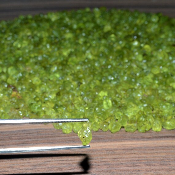 50 Pcs Natural Peridot Rough Lot | Uncut Stone Raw Specimen 2-4mm