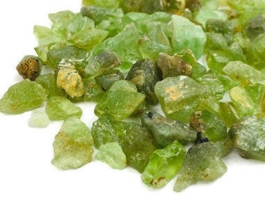Raw Peridot Crystal Chips: Natural Olivine Gemstone Lot (40g)