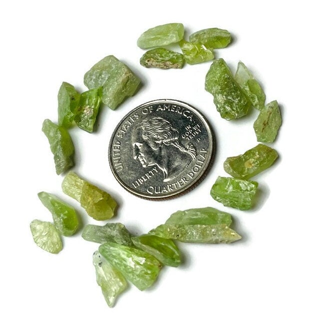 Raw Peridot Crystal Flakes: Natural Green Gemstone From Pakistan 9.0g