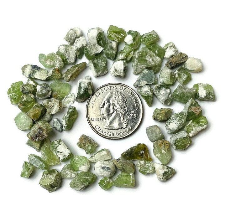 Raw Peridot Crystal: Green Rough Gemstone Nuggets From Pakistan 29.1g Raw Peridot Crystal: Green Rough Gemstone Nuggets From Pakistan 29.1g