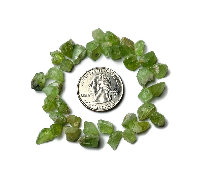 Raw Peridot Crystal: Natural Green Gemstone Flakes From Pakistan 17.8g