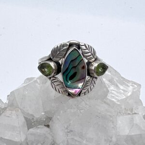 Abalone and Peridot Ring, Size 6 1/2 Abalone and Peridot Ring, Size 6 1/2