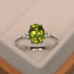 Natural Peridot Ring, Cocktail Ring, Oval Cut , Green Gemstone Ring,august Birthstone